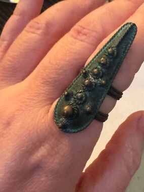 Green patina statement ring